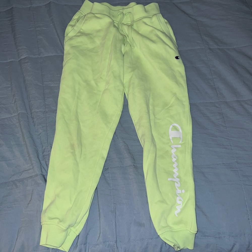 Lime, green champion, sweatpants